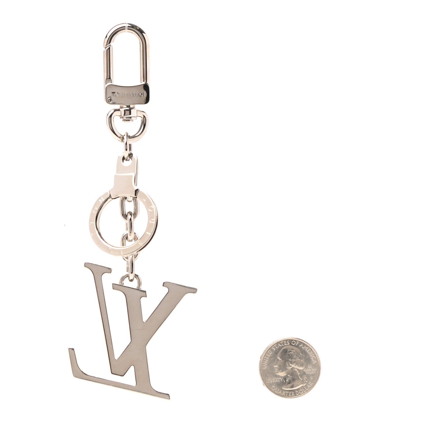 LV Facettes Bag Charm Key Holder Silver