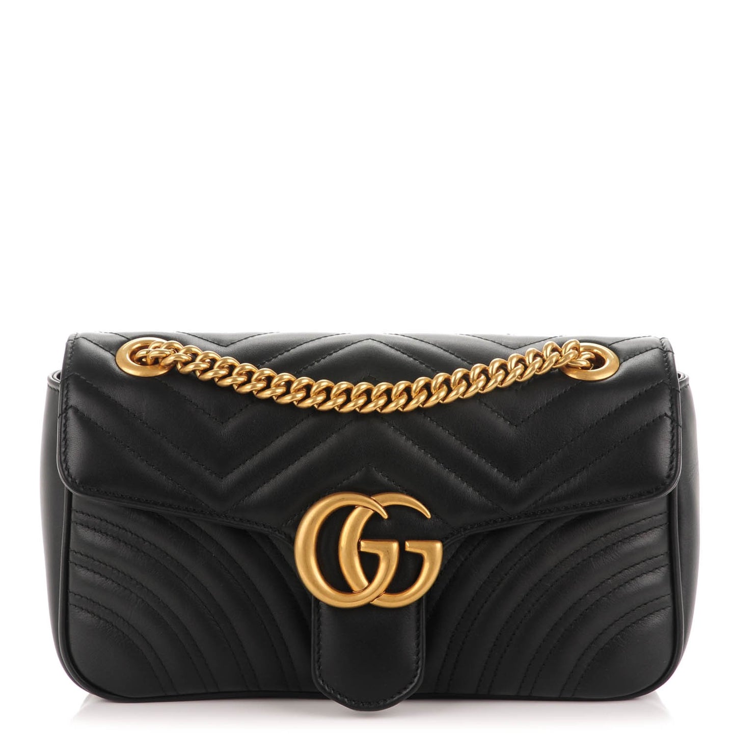 Calfskin Matelasse Small GG Marmont Shoulder Bag Black
