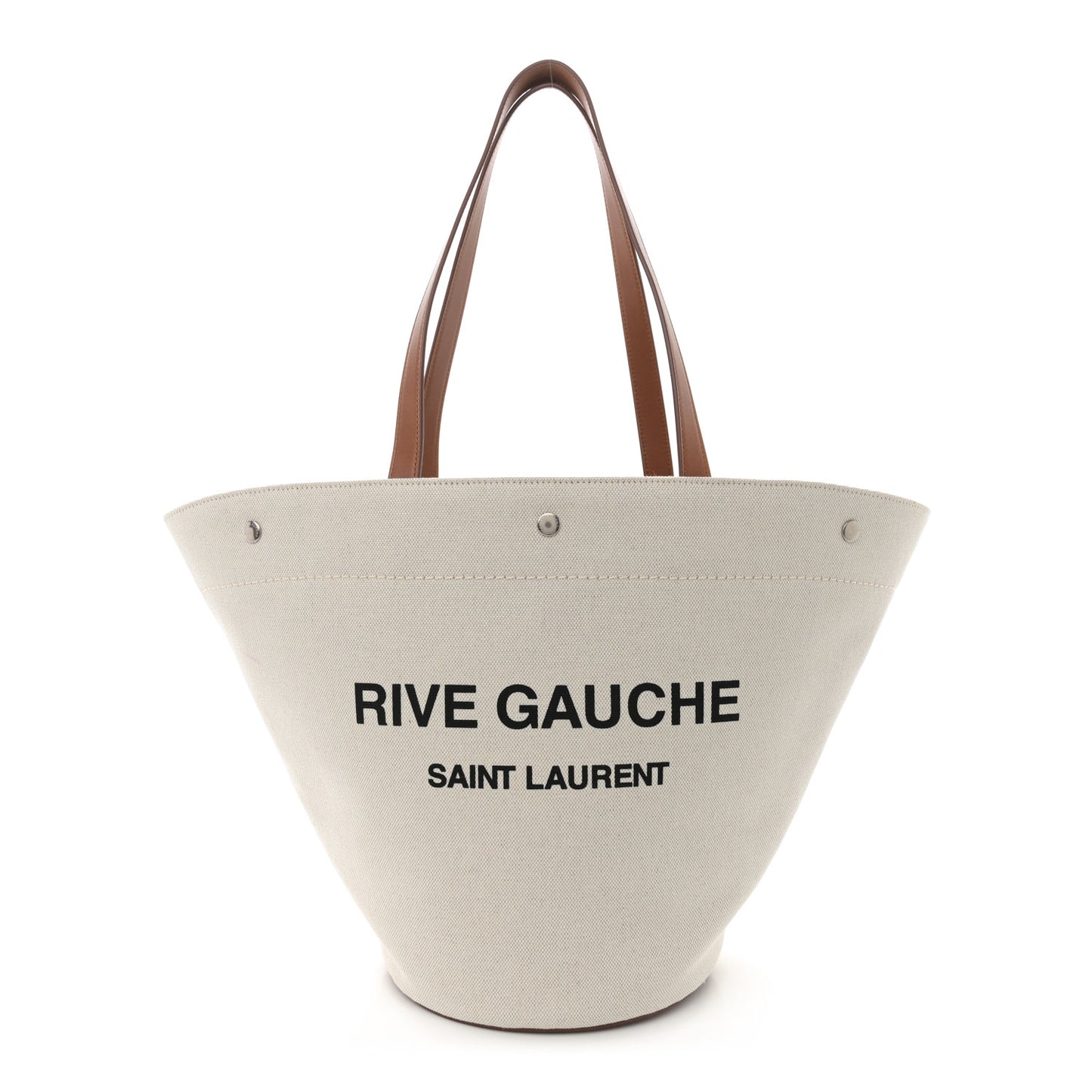 Linen Calfskin Rive Gauche Basket Tote Optic White Tan