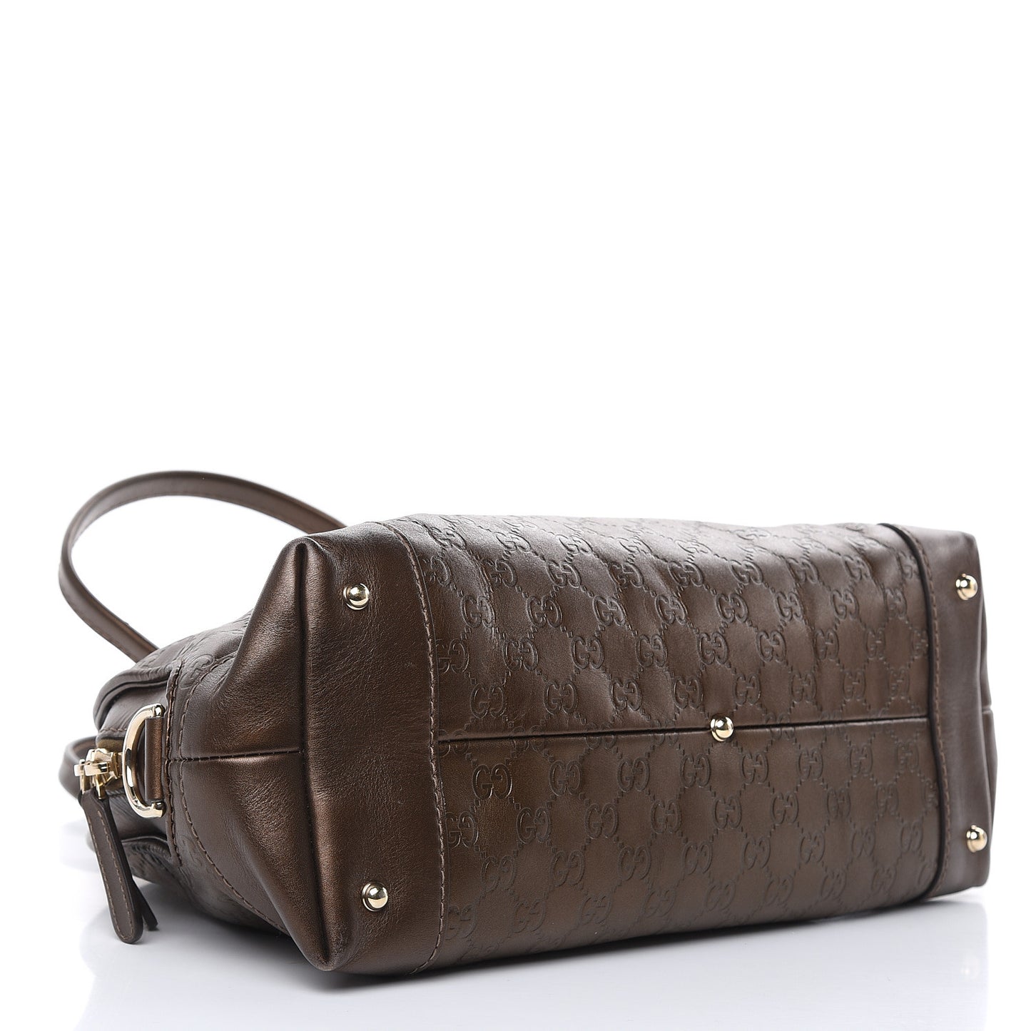 Metallic Guccissima Heart Bit Charm Dome Satchel Bronze