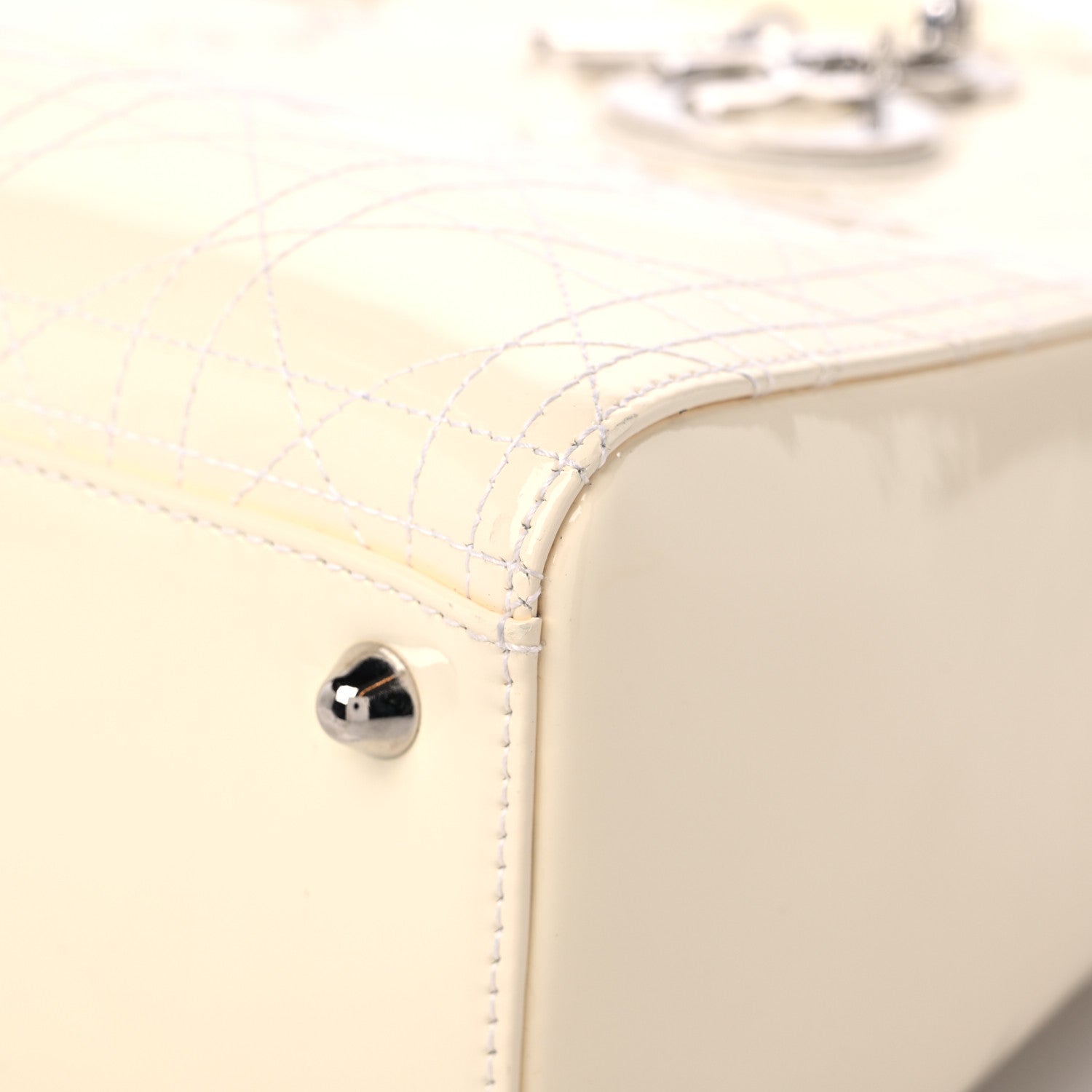 Christian Dior Patent Cannage Large Lady Dior White 9 of 11