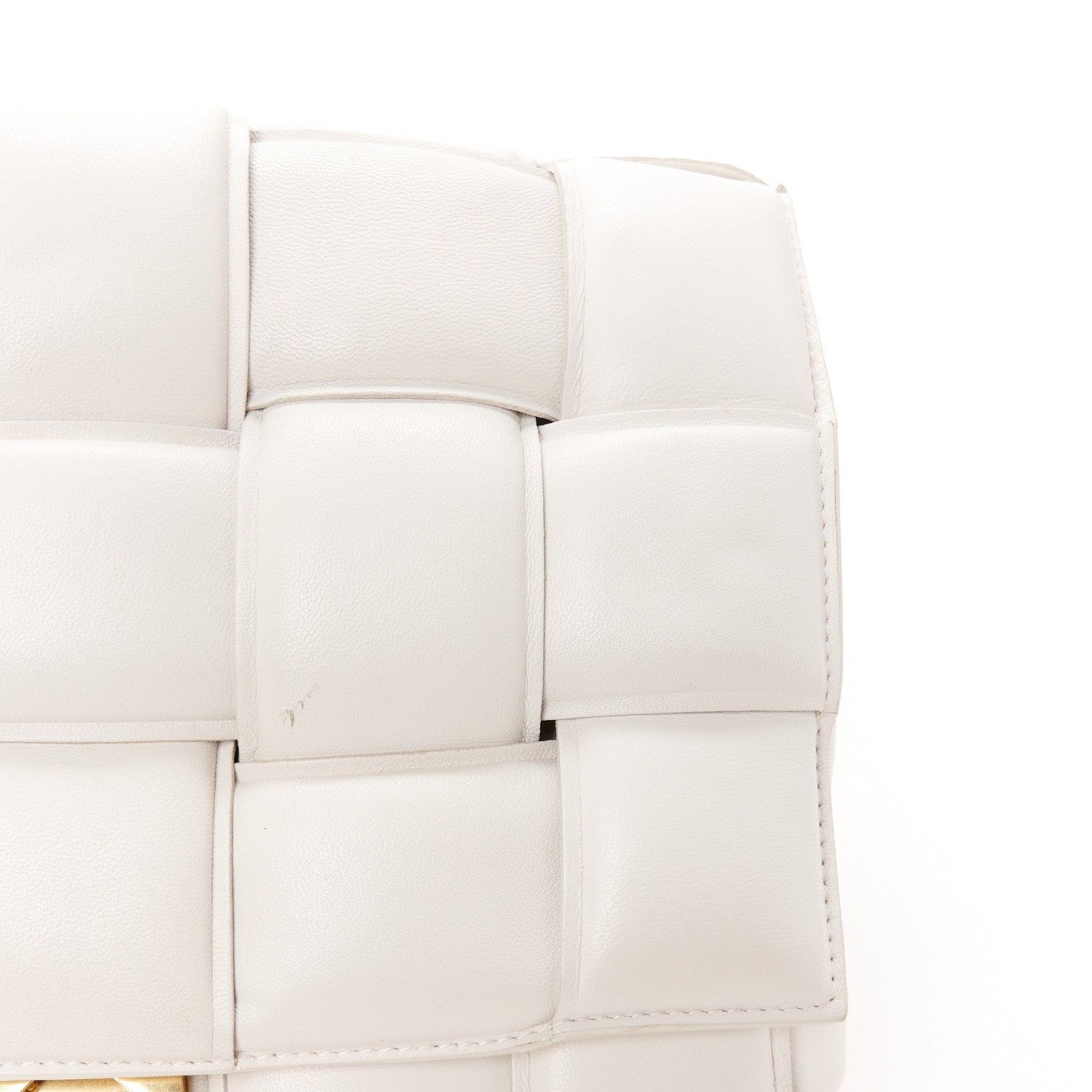 Bottega Veneta Lambskin Maxi Intreccio Padded Chain Cassette Crossbody Bag White 13 of 14