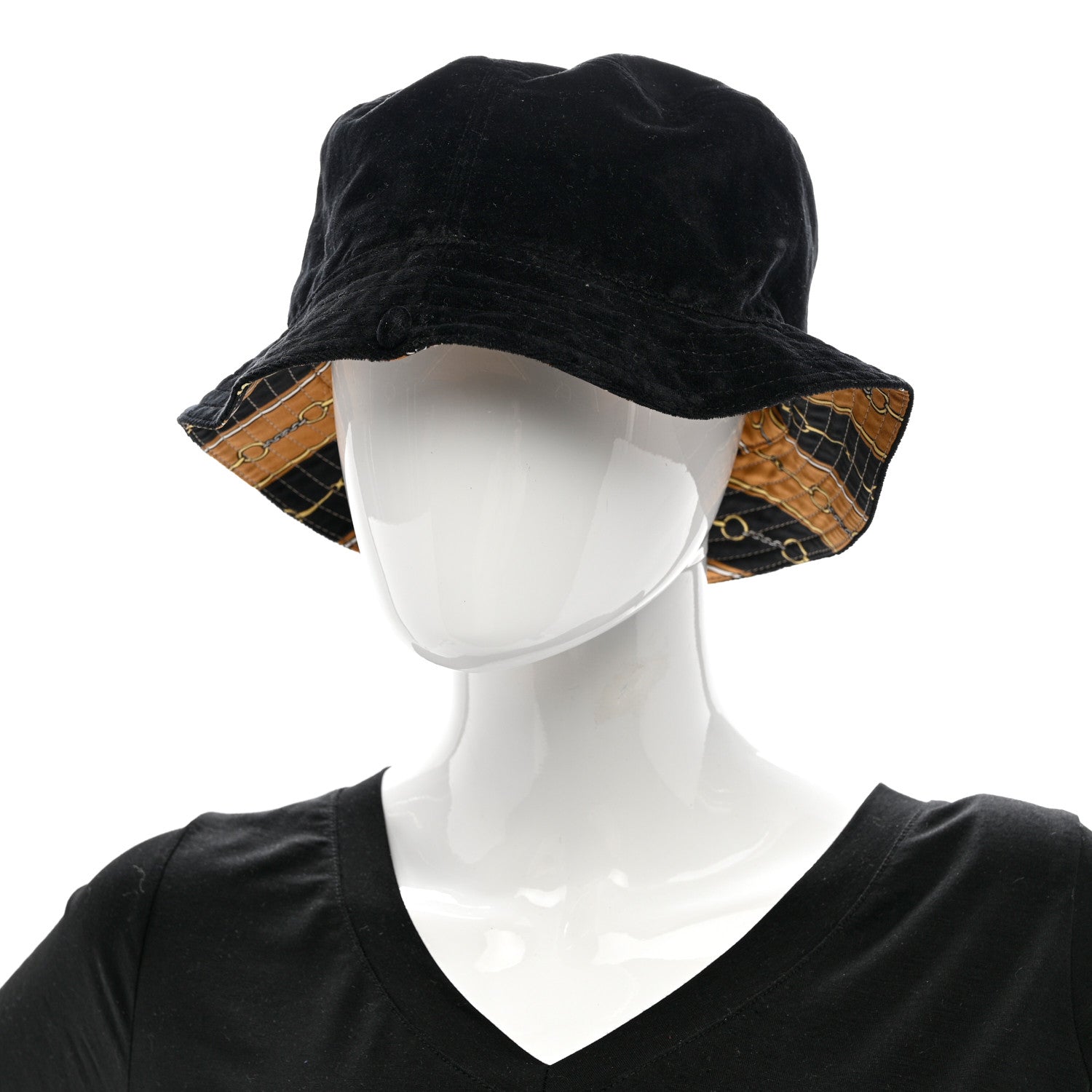 Gucci Canvas Velour Printed Reversible Bucket Hat L Black Multi 2 of 10