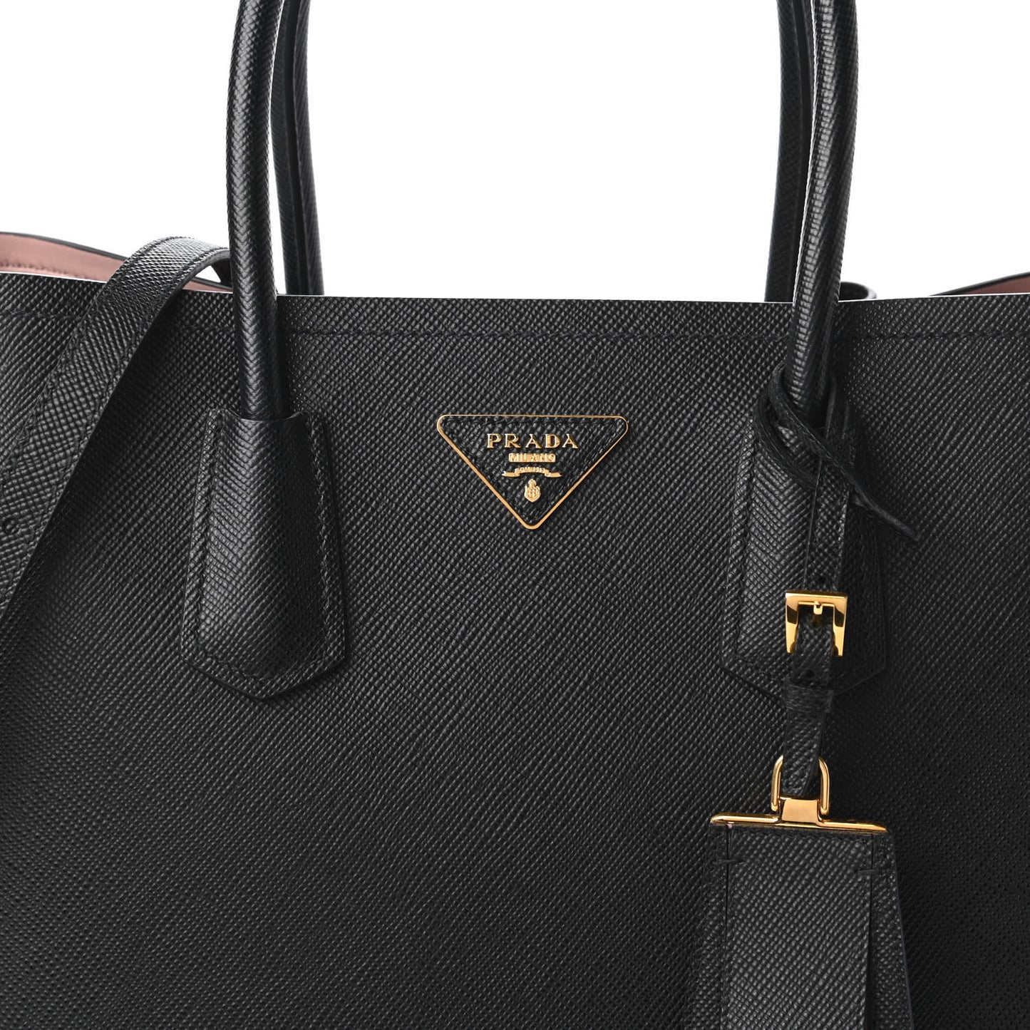 Saffiano Cuir Large Double Bag Black Mughetto