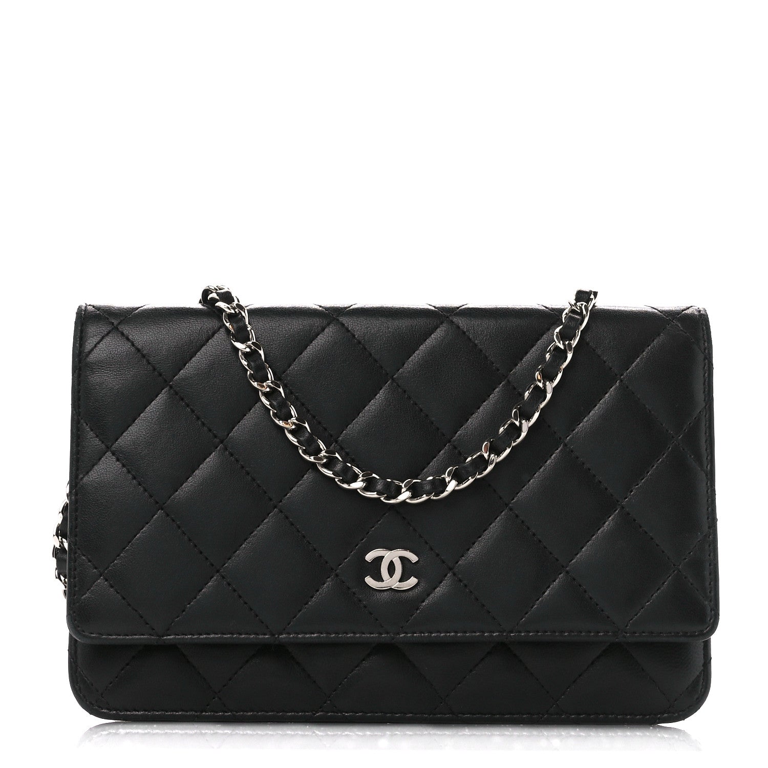 Chanel Lambskin Quilted Wallet On Chain WOC Black 1 of 11