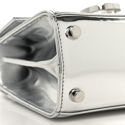 Salvatore Ferragamo Metallic Calfskin Small Iconic Top Handle Bag Argento 9 of 10