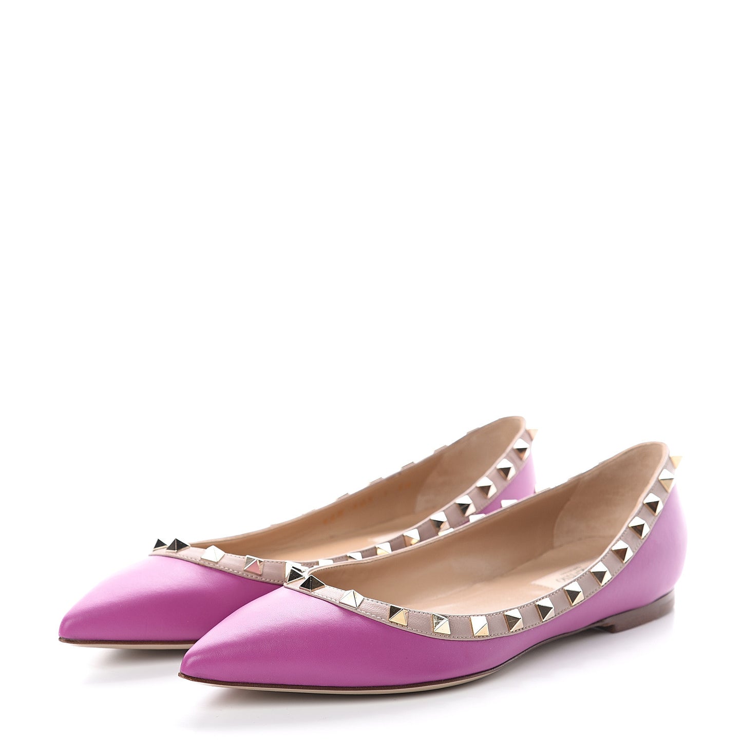 Nappa Rockstud Ballerina Flats 38 Purple Violet Poudre
