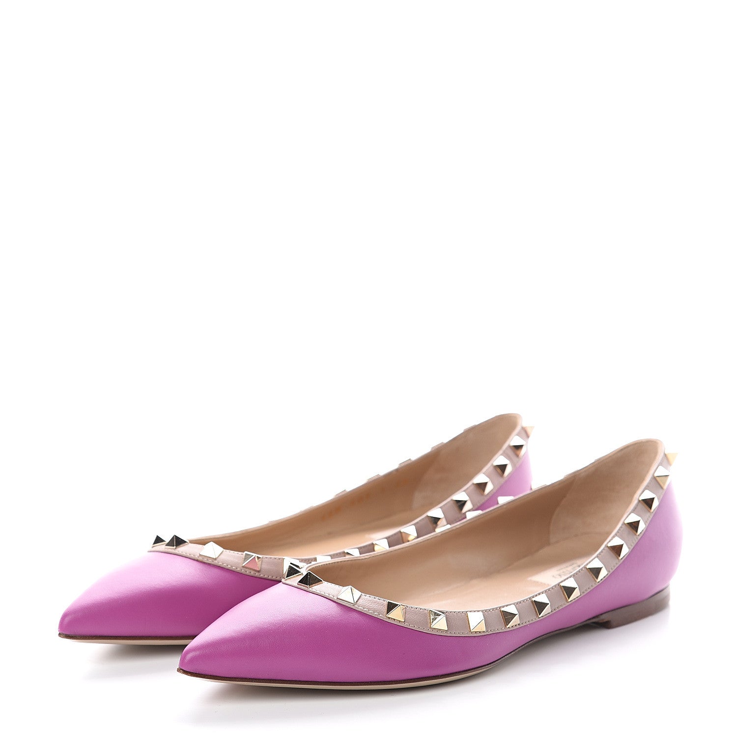 Valentino Garavani Nappa Rockstud Ballerina Flats 38 Purple Violet Poudre 3 of 7