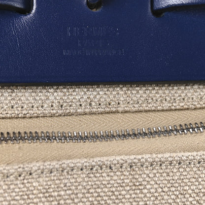 Hermes Military Toile Vache Hunter Herbag Zip Retourne PM Bleu De France Ecru 7 of 12