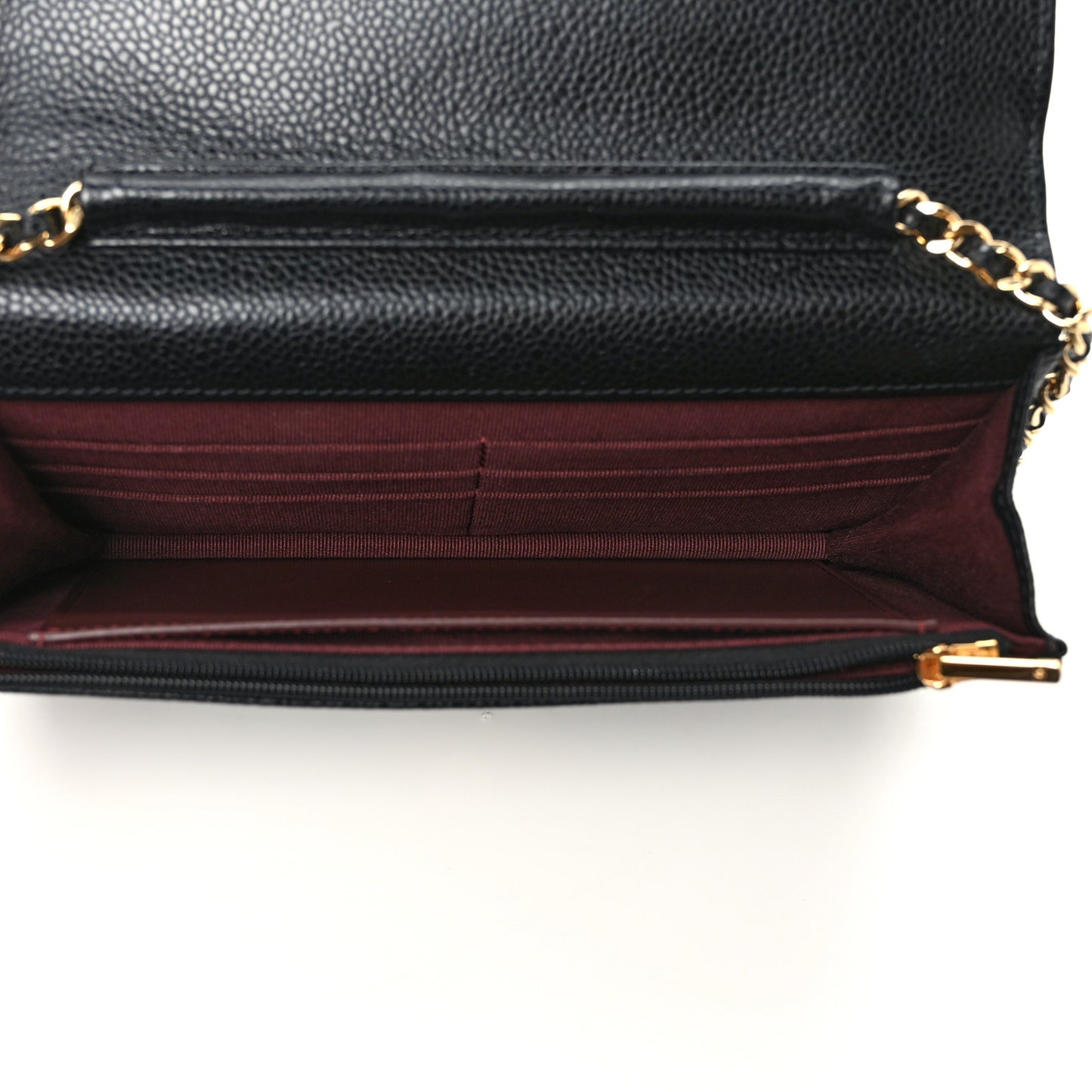 Caviar Quilted Wallet on Chain WOC Black