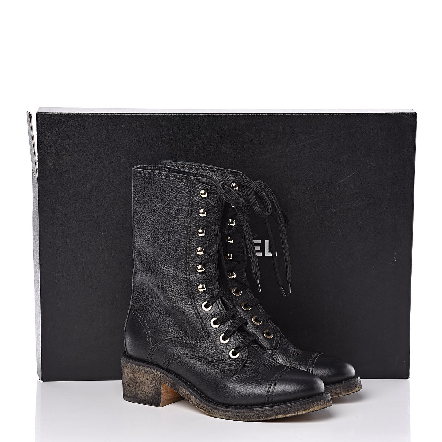 Calfskin CC Combat Boots 38.5 Black