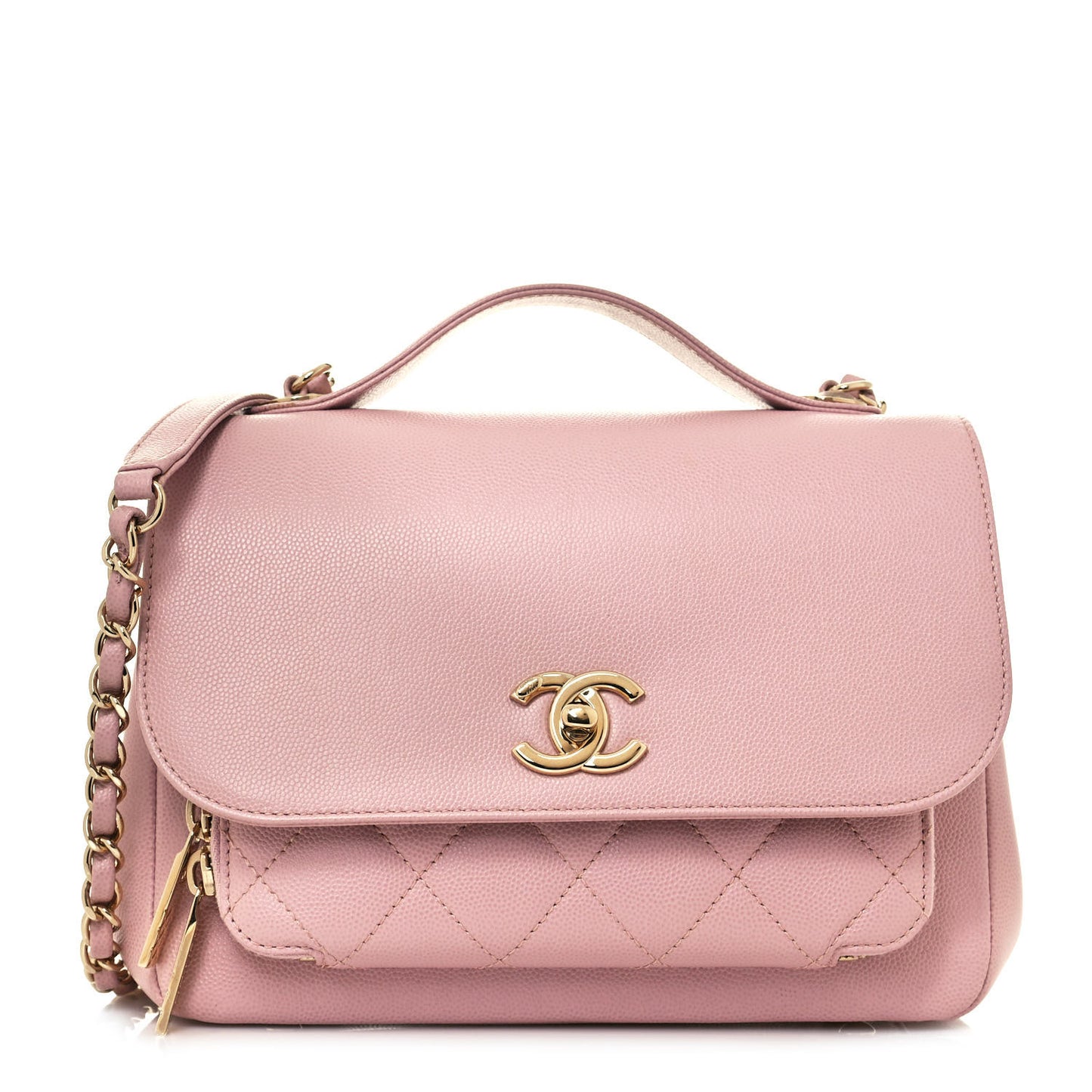 Caviar Quilted Small Business Affinity Flap Light Pink