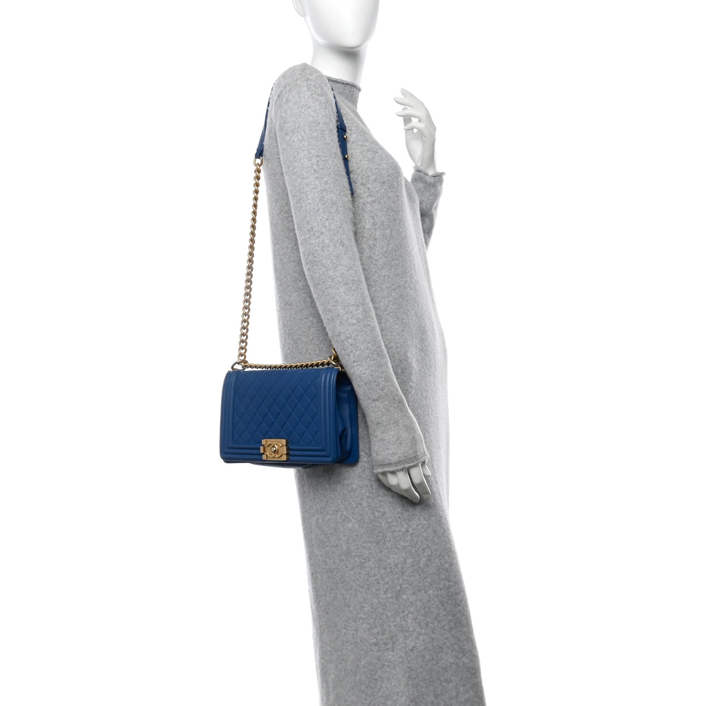 Lambskin Quilted Medium Boy Flap Blue