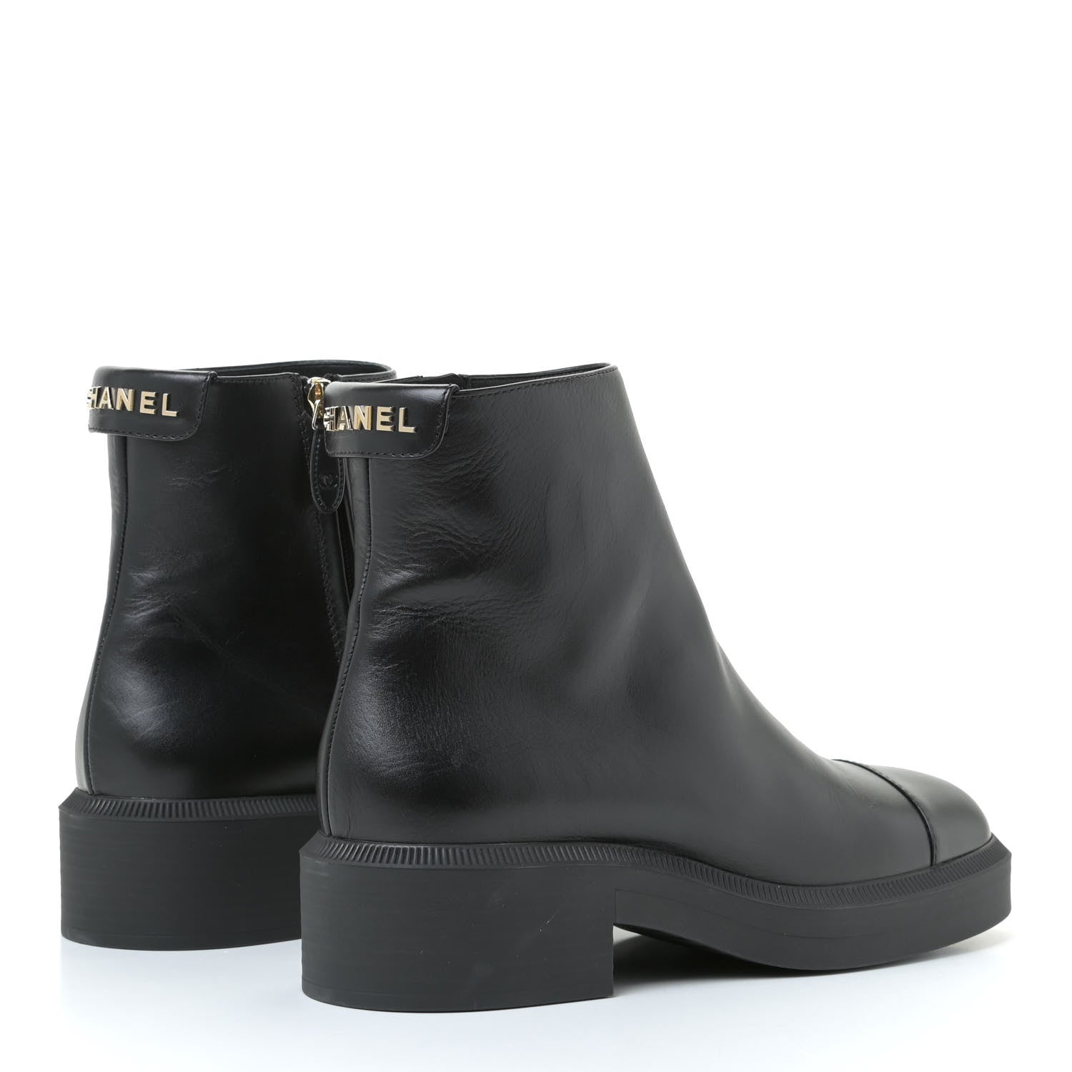 Chanel Calfskin Logo Boots 39.5 Black 3 of 12