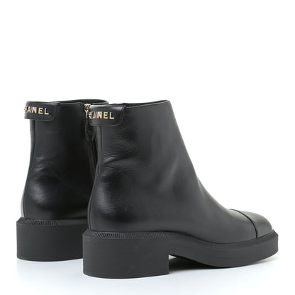 Chanel Calfskin Logo Boots 39.5 Black 3 of 12