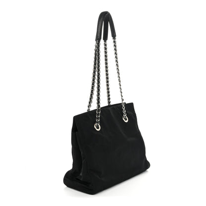 Prada Tessuto Nylon Acciaio Chain Shoulder Bag Black 3 of 12