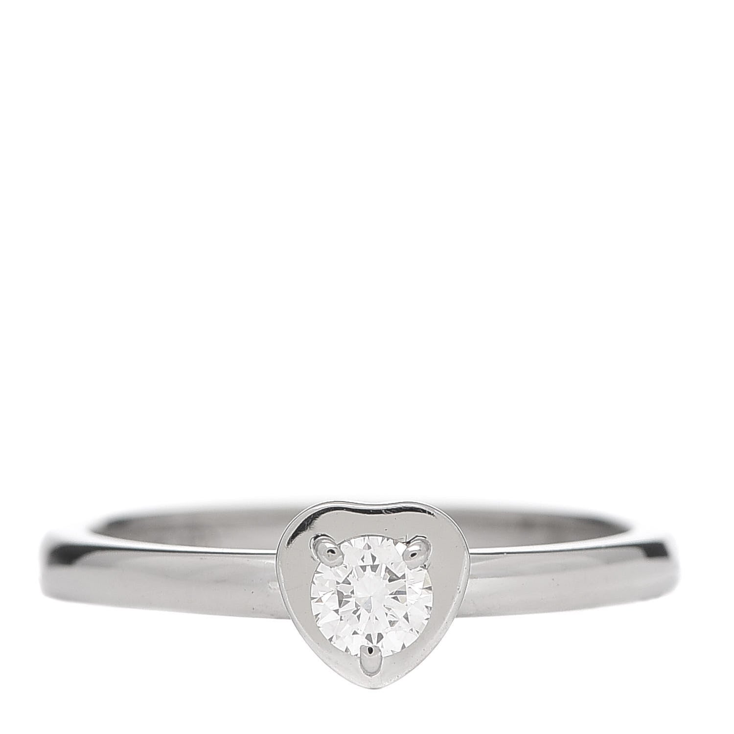 Cartier 18K White Gold Diamond D'Amour Heart Ring 49 4.75 1 of 5