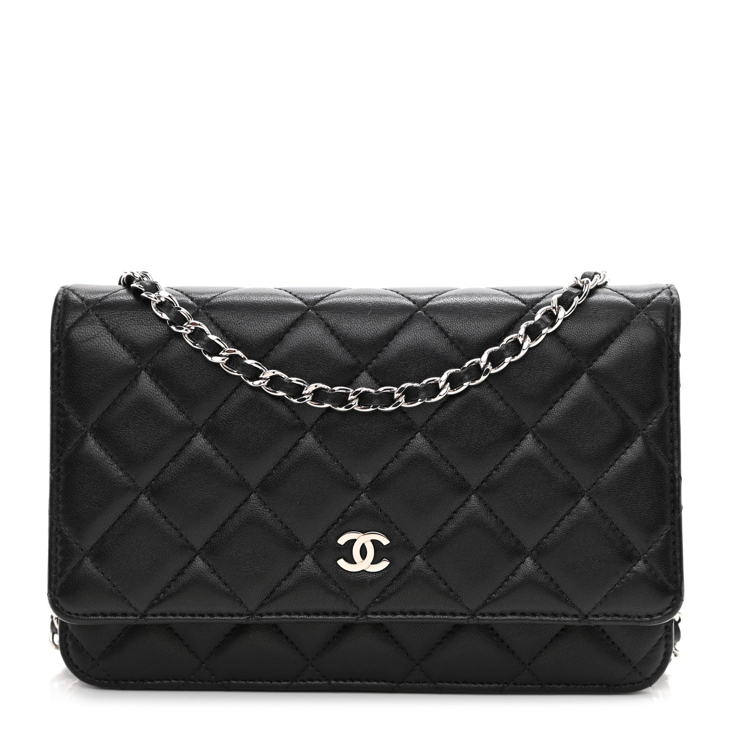 Chanel Lambskin Quilted Wallet On Chain WOC Black 1 of 23