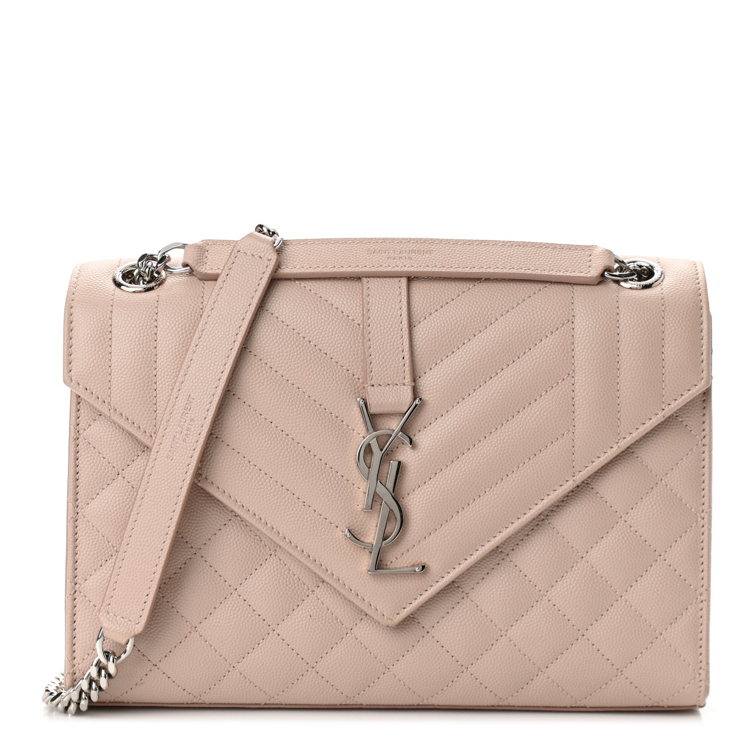 Saint Laurent Grain De Poudre Textured Mixed Matelasse Medium Triquilt Monogram Satchel Marble Pink 1 of 9