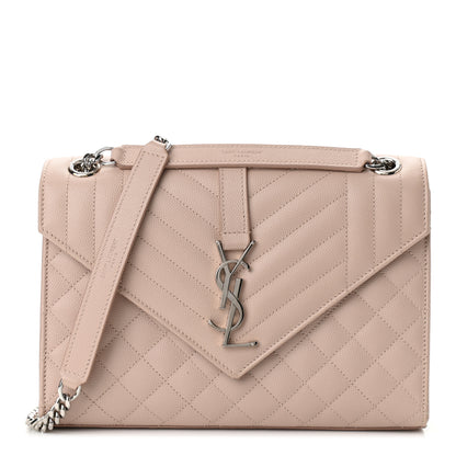 Saint Laurent Grain De Poudre Textured Mixed Matelasse Medium Triquilt Monogram Satchel Marble Pink 1 of 9