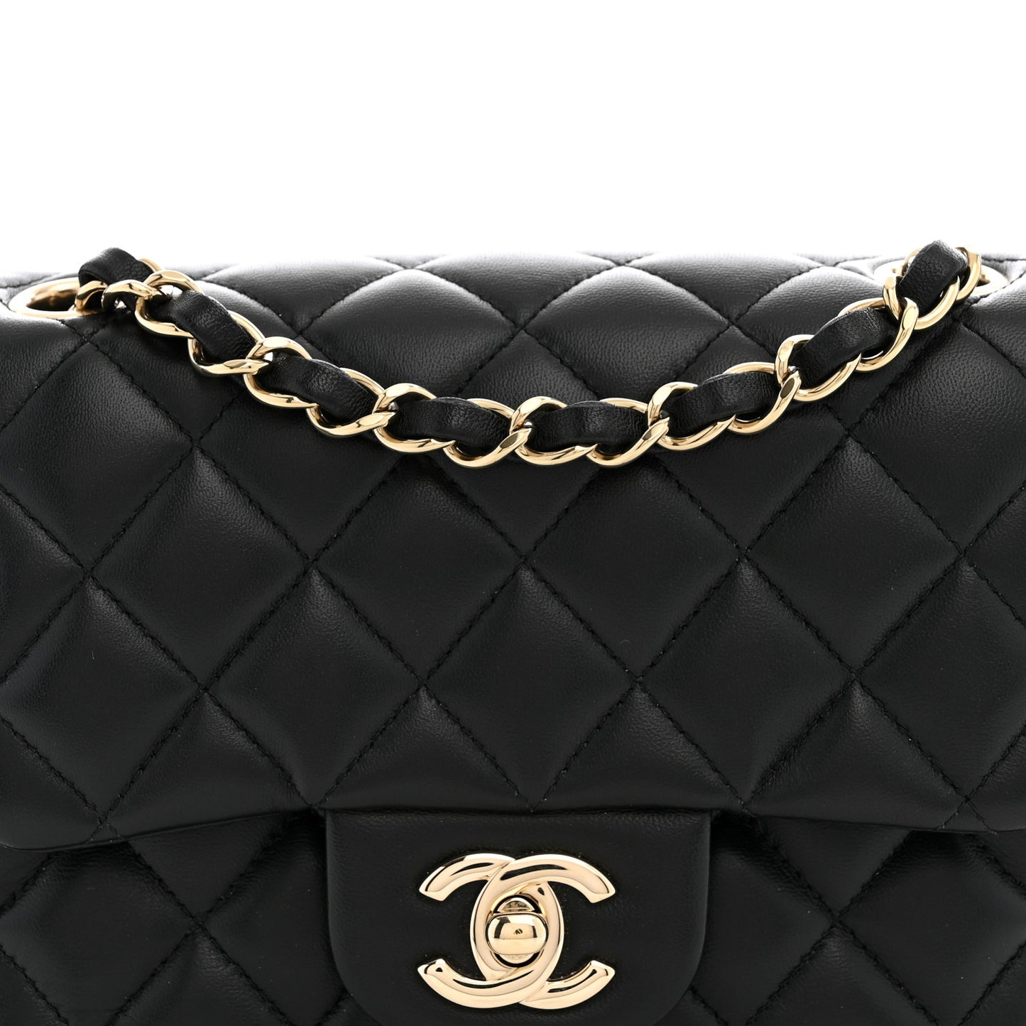 Lambskin Quilted Mini Square Flap Black