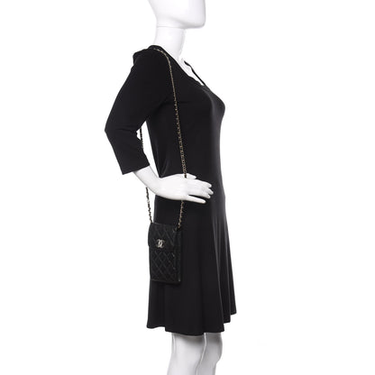 Chanel Caviar Quilted Crystal CC Airpods Pro and Phone Case With Chain Black 2 of 10