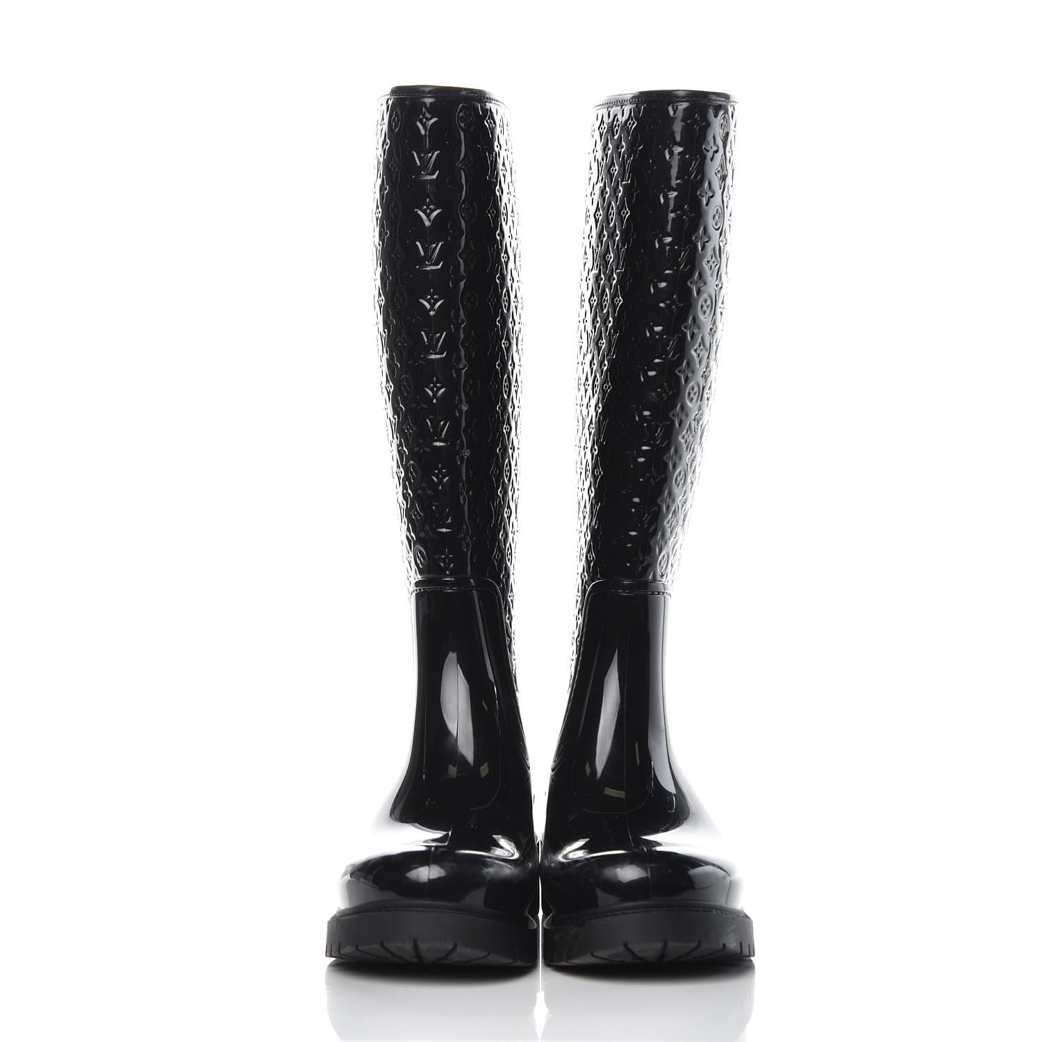 Louis Vuitton Rubber Embossed Monogram Splash Rain Boots 37 Black 2 of 9