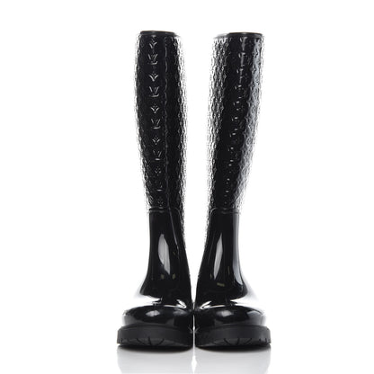 Louis Vuitton Rubber Embossed Monogram Splash Rain Boots 37 Black 2 of 9