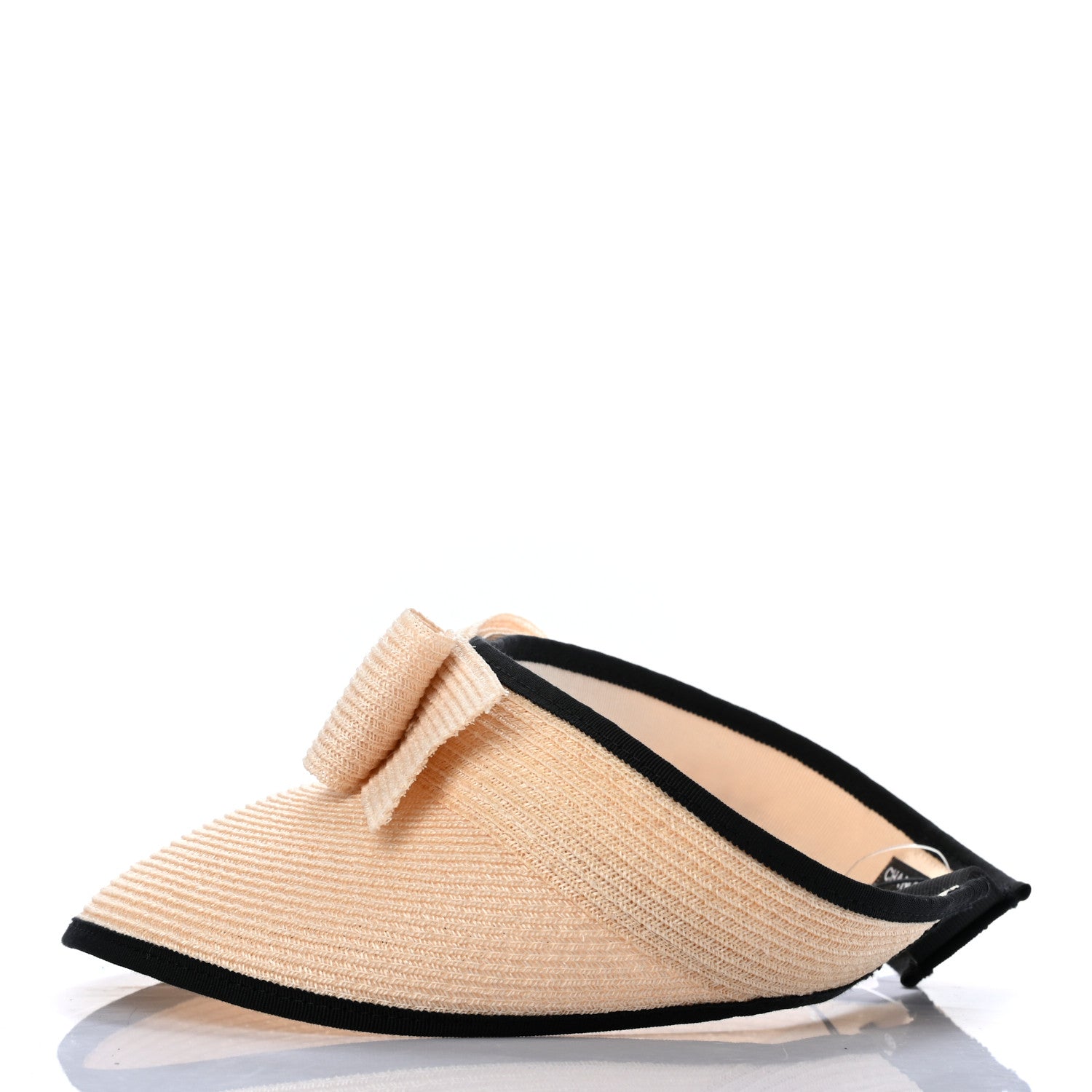 Chanel Straw Grosgrain Visor L Beige Black 5 of 9