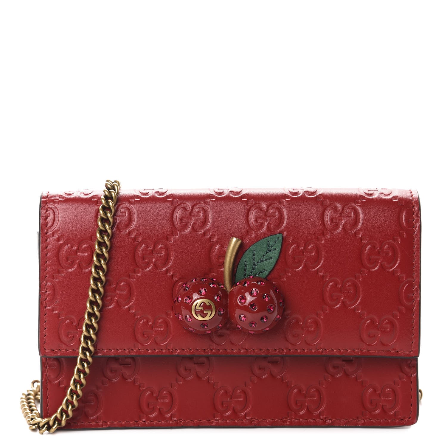 Gucci Guccissima Mini Cherry Chain Bag Hibiscus Red 1 of 9