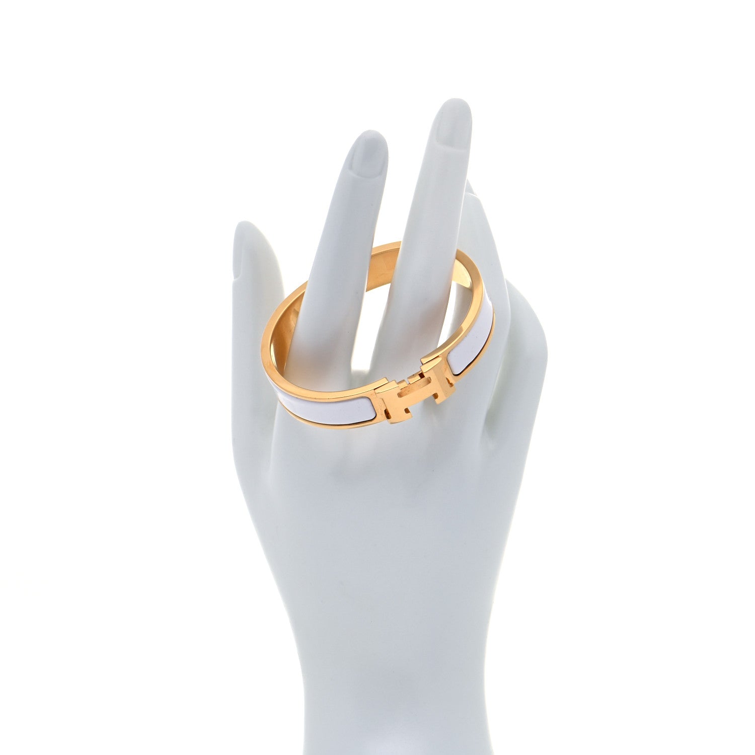 Hermes Enamel Narrow Clic Clac H Bracelet PM White 2 of 7