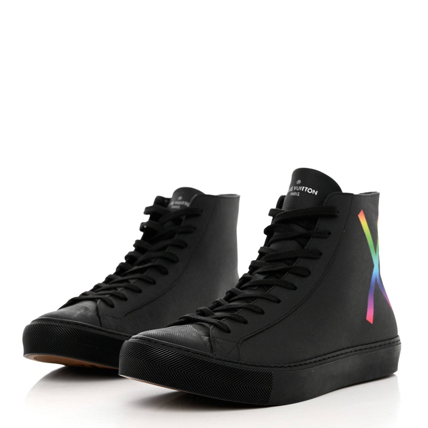 Louis Vuitton Calfskin Mens LV Tattoo Sneaker Boots 7 Black 3 of 9