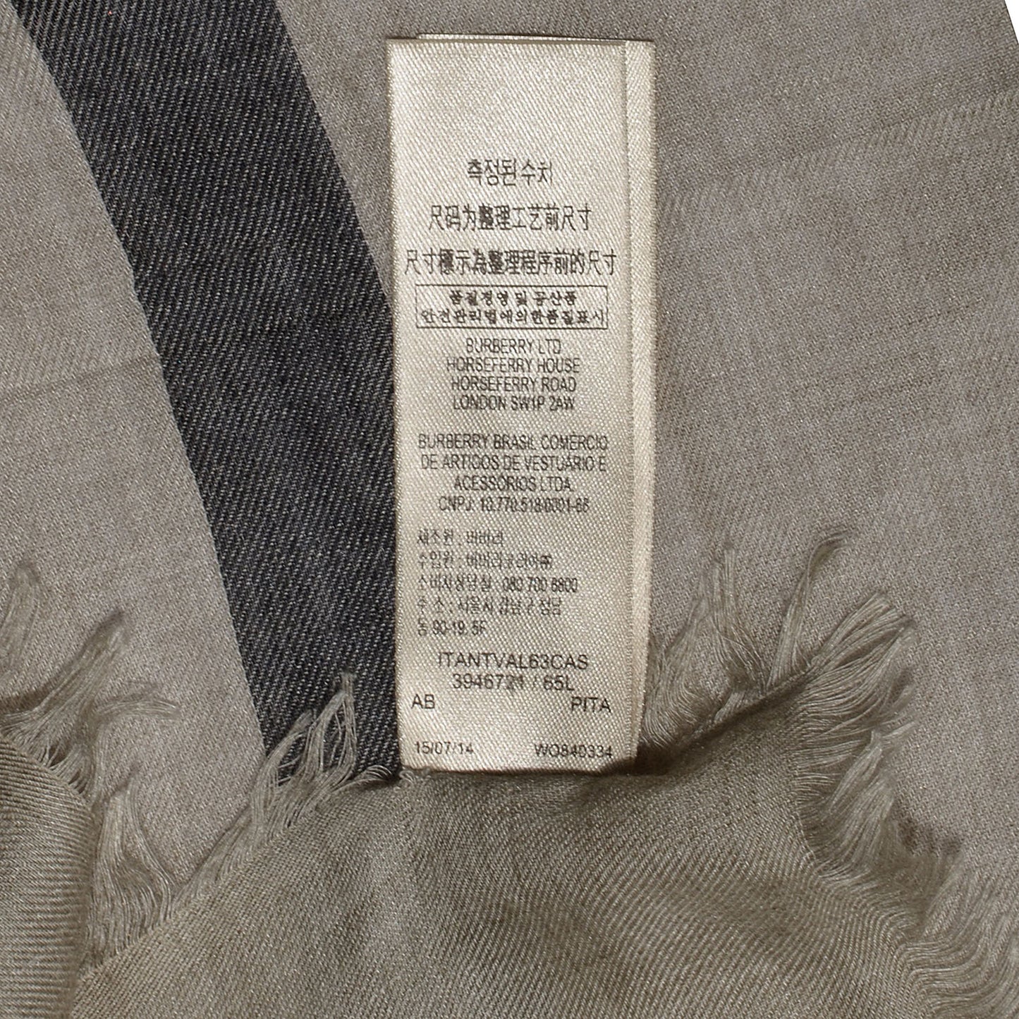 Modal Wool Chambray Overdyed Check Square Scarf Pale Stone