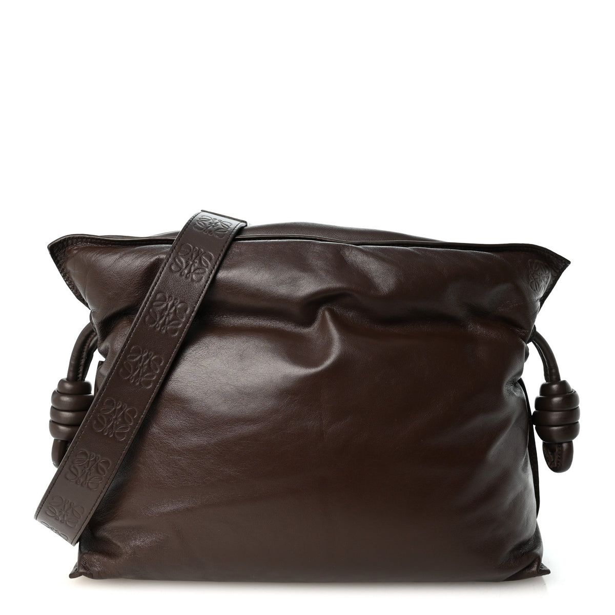 Calfskin Flamenco Puffer Knot Bag Dark Brown