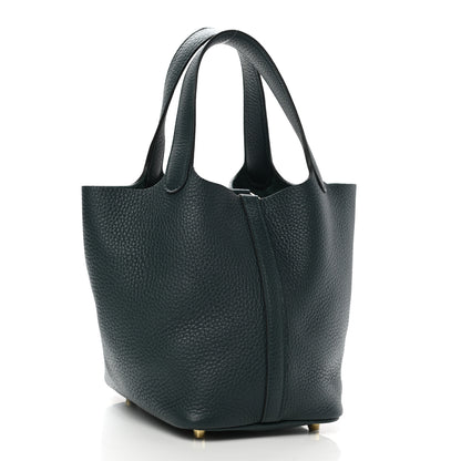 Hermes Taurillon Clemence Picotin Lock 18 PM Vert Cypress 3 of 7