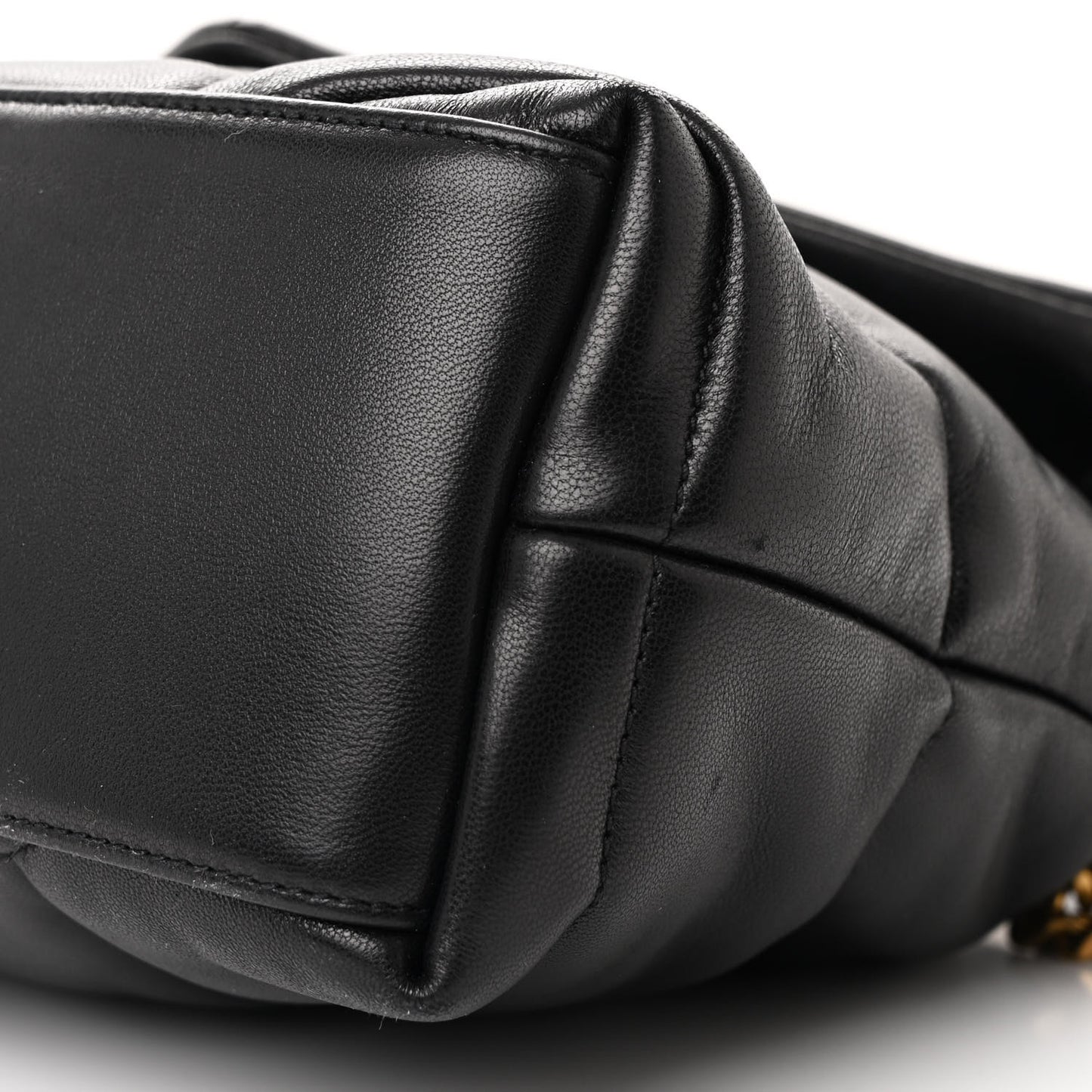 Lambskin Quilted Small Loulou Puffer Monogram Chain Satchel Black