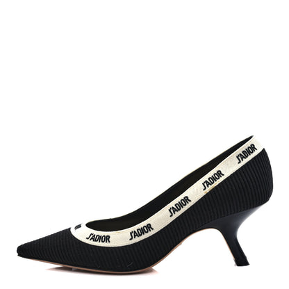 Christian Dior Technical Canvas Ribbon Embroidered J'Adior 65mm Pumps 36.5 Black 1 of 9