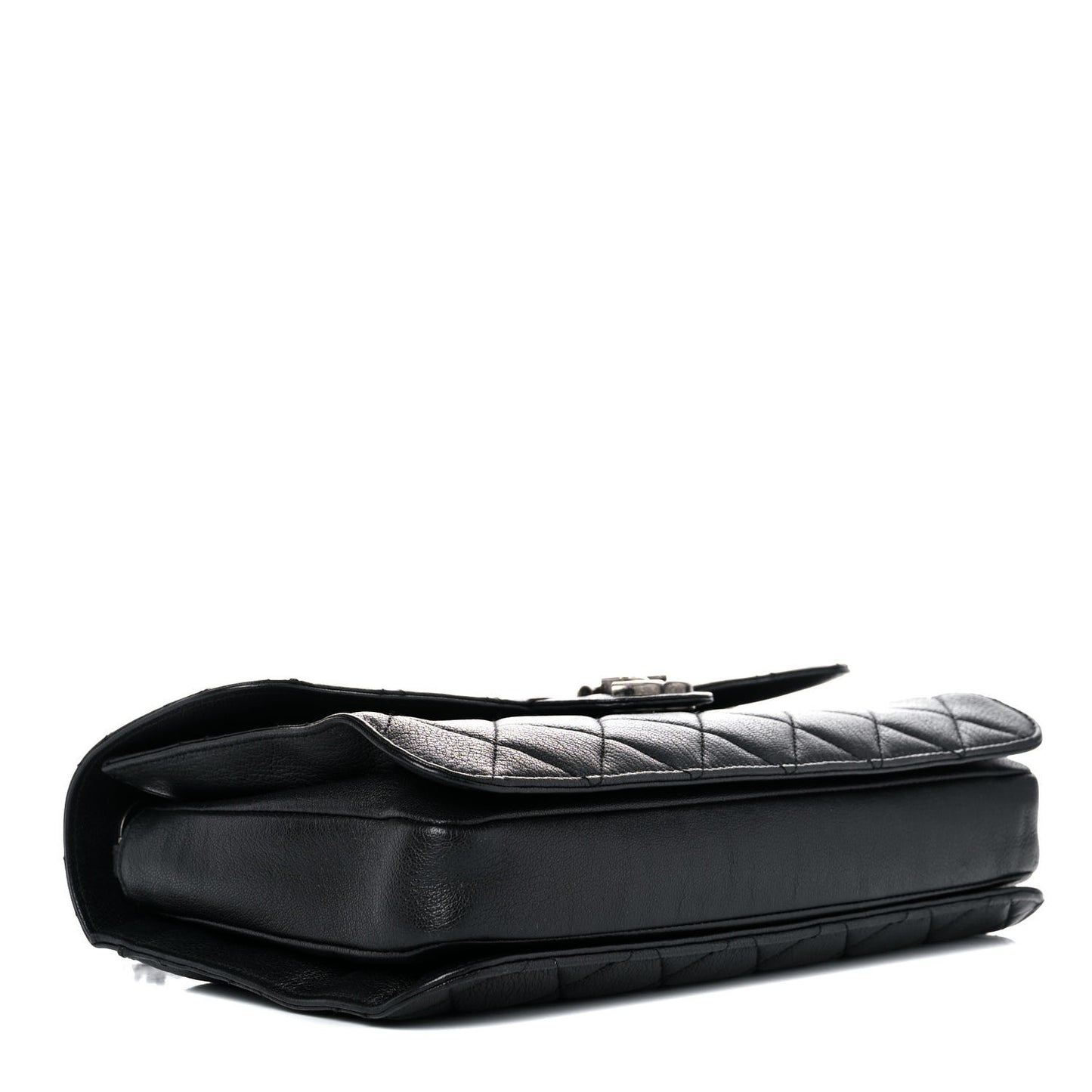 Goatskin Quilted Large Perfect Edge Flap Black