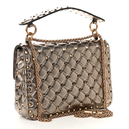 Valentino Garavani Metallic Lambskin Medium Rockstud Spike Shoulder Bag Sasso 3 of 8