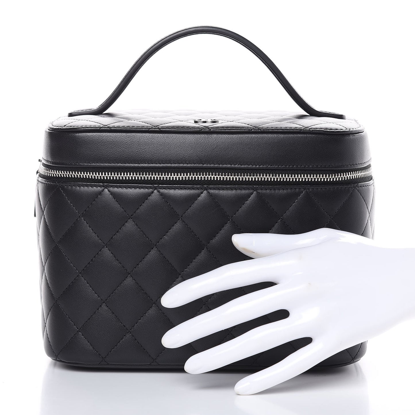 Lambskin Quilted Vanity Pouch Black