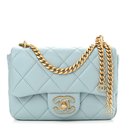 Chanel Lambskin Enamel Quilted Mini Pending CC Square Flap Light Blue 1 of 10