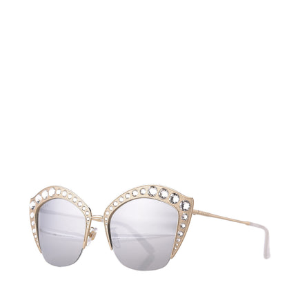 Gucci Metal Crystal Cat Eye Sunglasses GG00114S Gold 1 of 10