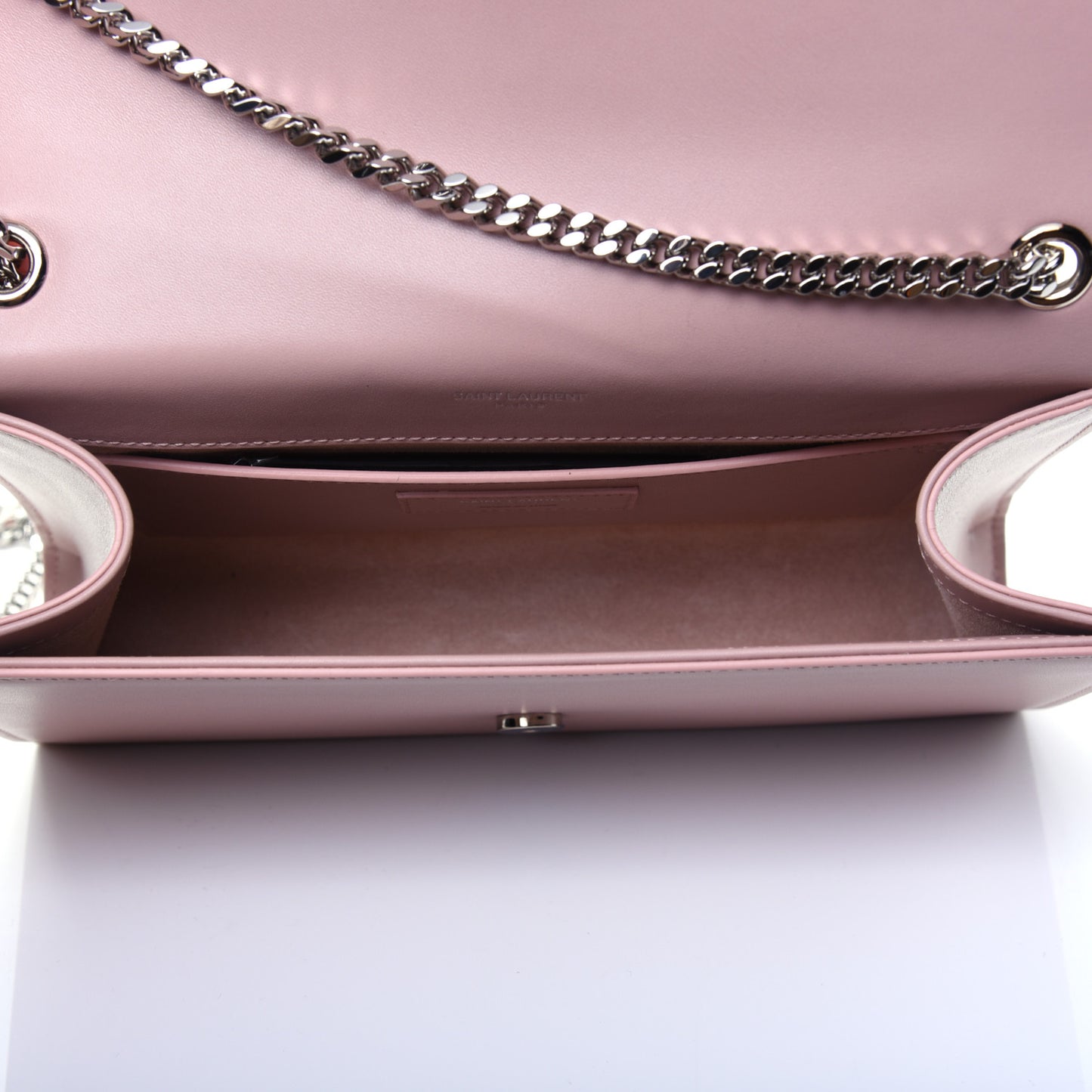 SAINT LAURENT Smooth Calfskin Medium Classic Monogram Kate Tassel Satchel Pale Pink