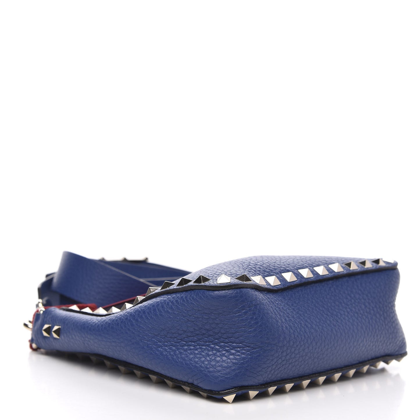 Pebbled Calfskin Mini Rockstud Flip-Lock Messenger Bag Blu Delft
