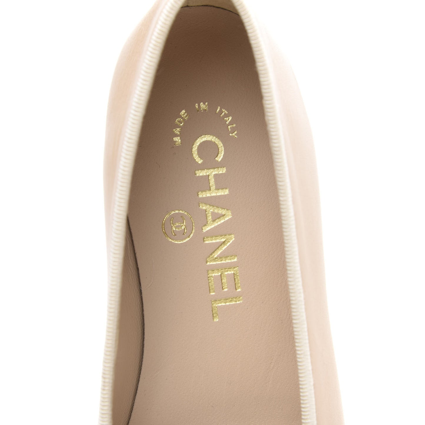 Lambskin CC Cap Toe Ballerina Flats 36.5 Beige Black