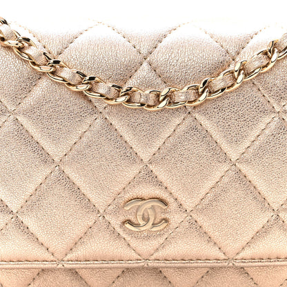 Chanel Metallic Lambskin Quilted Mini Wallet On Chain WOC Gold 8 of 10