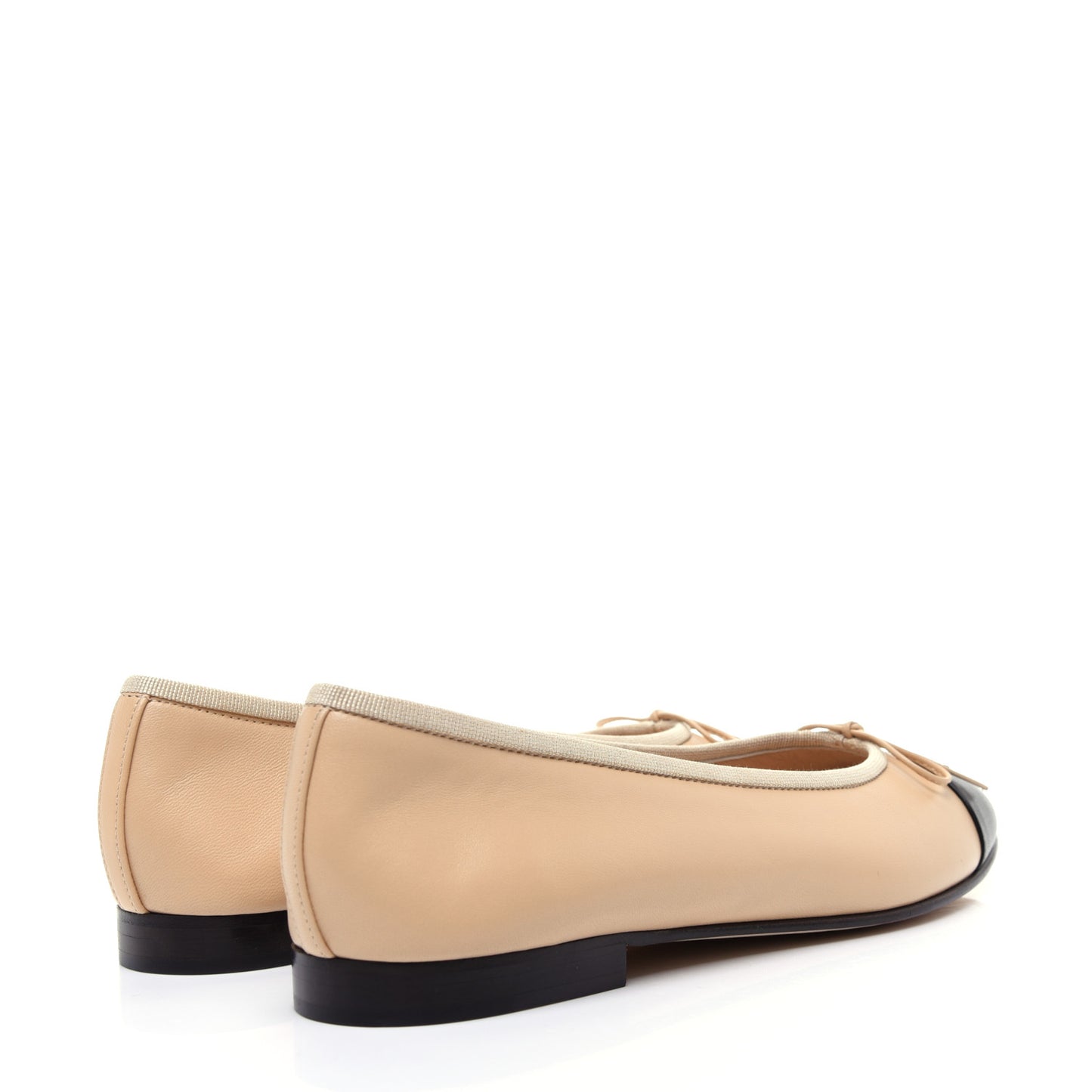 Lambskin Cap Toe CC Ballerina Flats 40 Beige Black