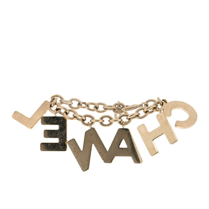 Chanel Crystal Logo Bracelet Black Gold 5 of 5