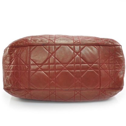 Christian Dior Calfskin Cannage Drawstring Bag Red 5 of 9