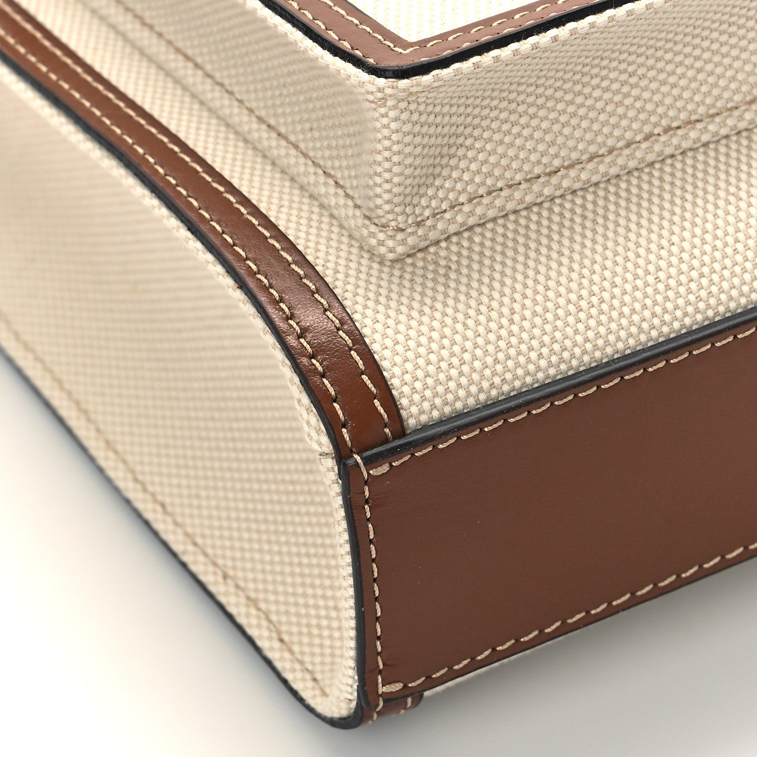 Burberry Canvas Smooth Calfskin Two Tone Mini Pocket Bag Natural Malt Brown 7 of 8